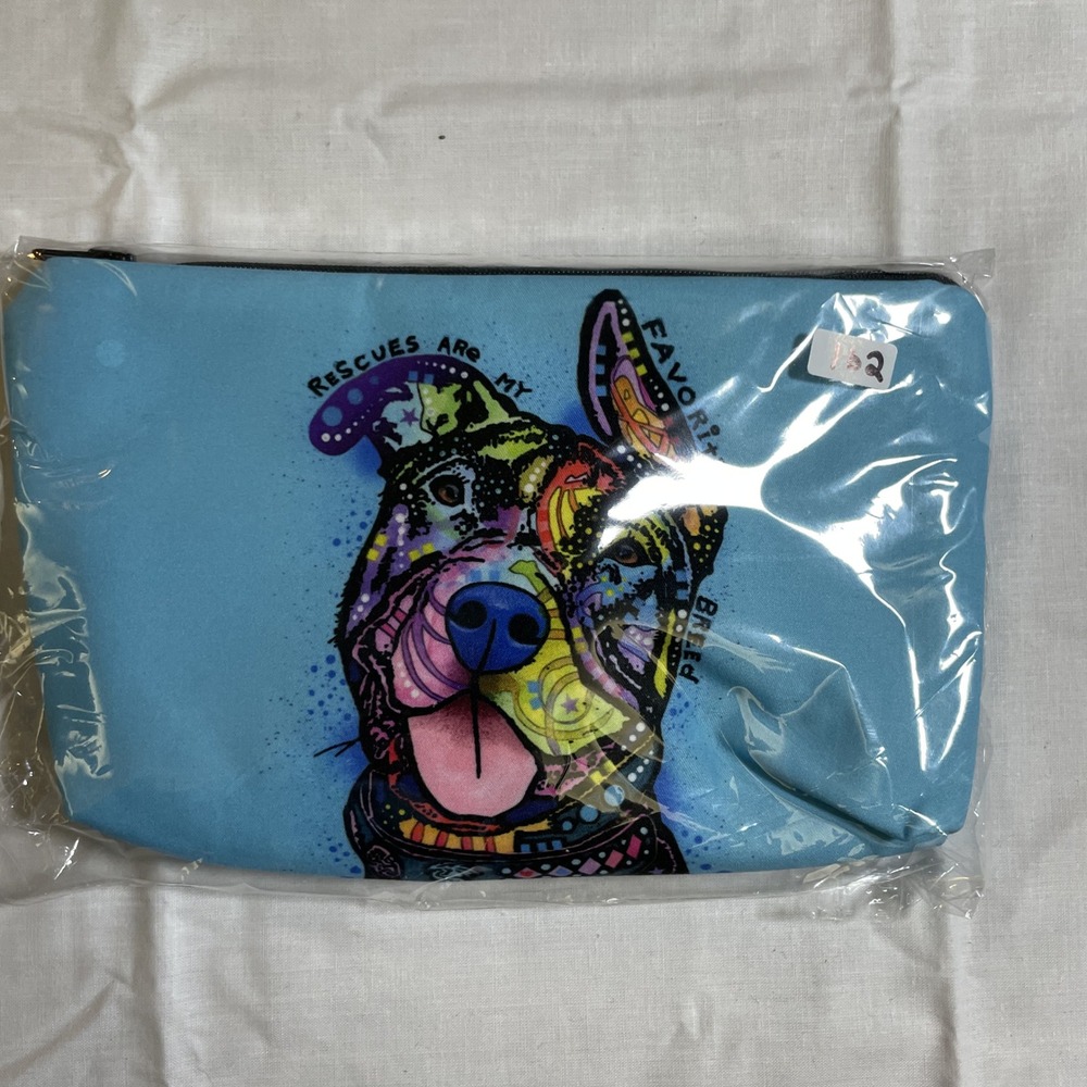 The Pouch Rescues Are My Favorite Breed NWT Dog Art Makeup Bag Cosmetic Pouch